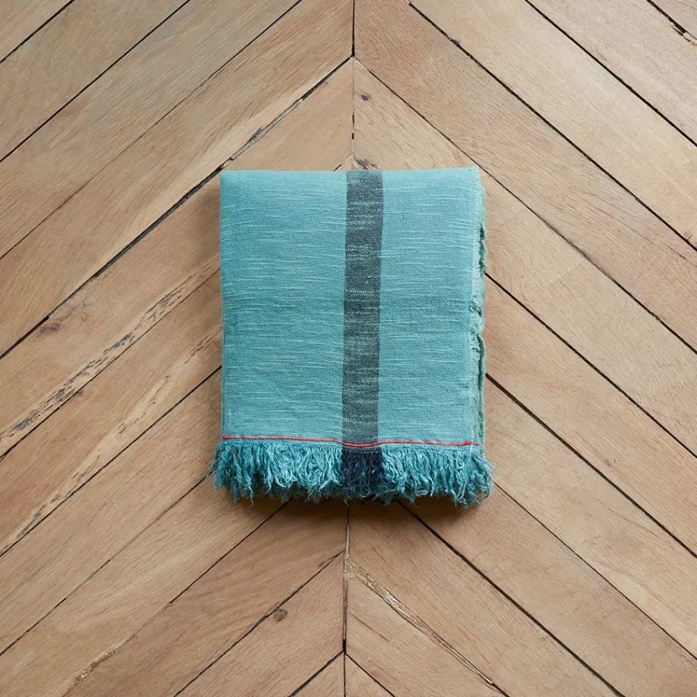 Best Sale MERCI Plaid en lin lavé - Étang