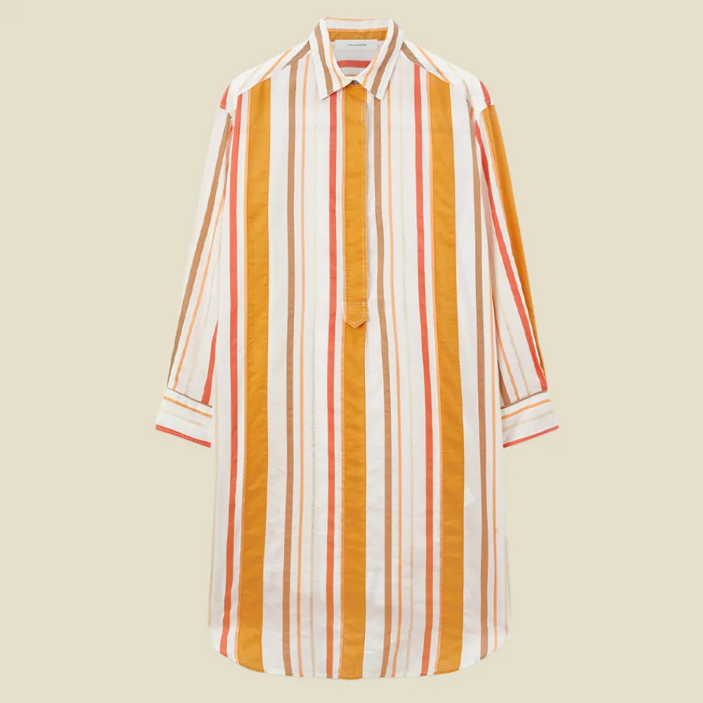 Sale Pomandère - Robe chemise rayée - Orange