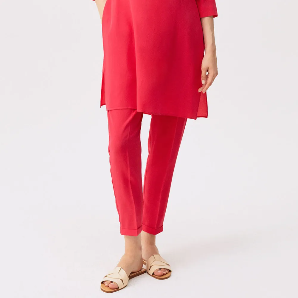 New ROSSO 35 Rosso35 - Pantalon oversized en crêpe de chine - Fuchsia Rose