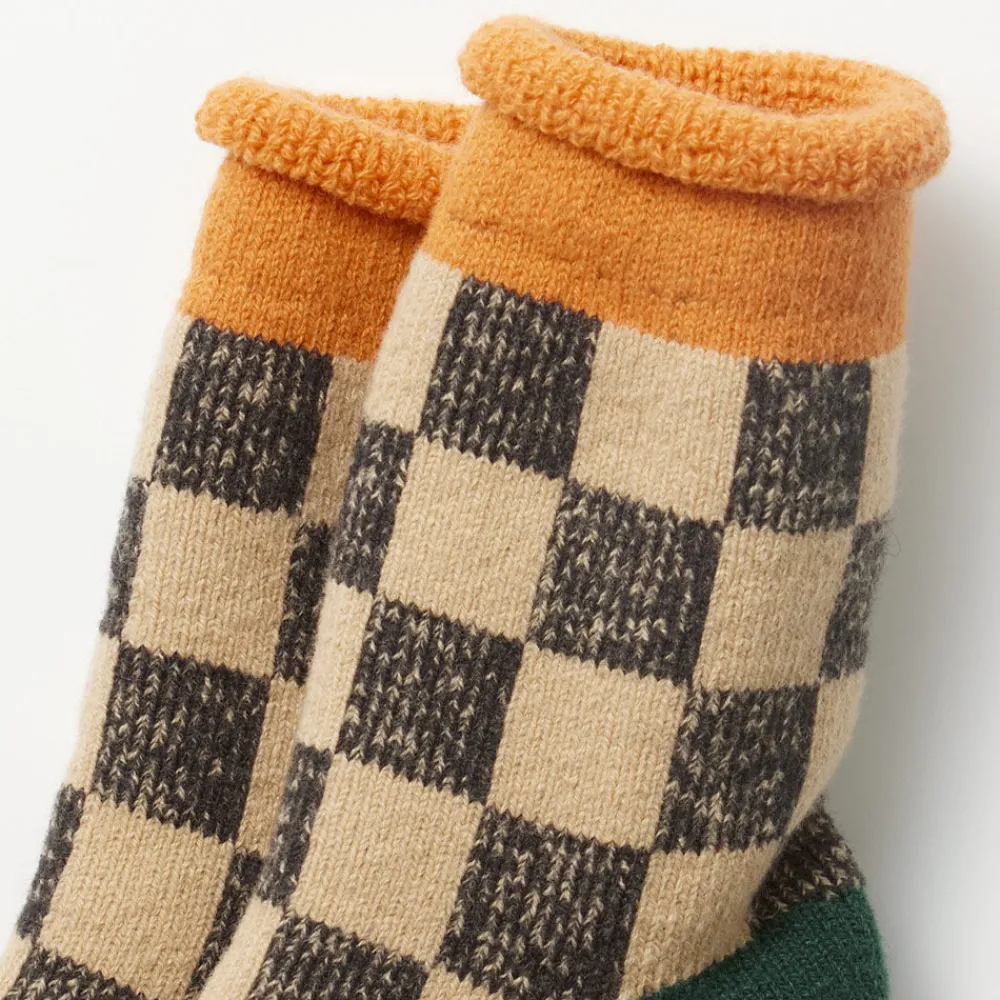 Flash Sale Rototo - Chaussettes à Damier - & Vert Beige