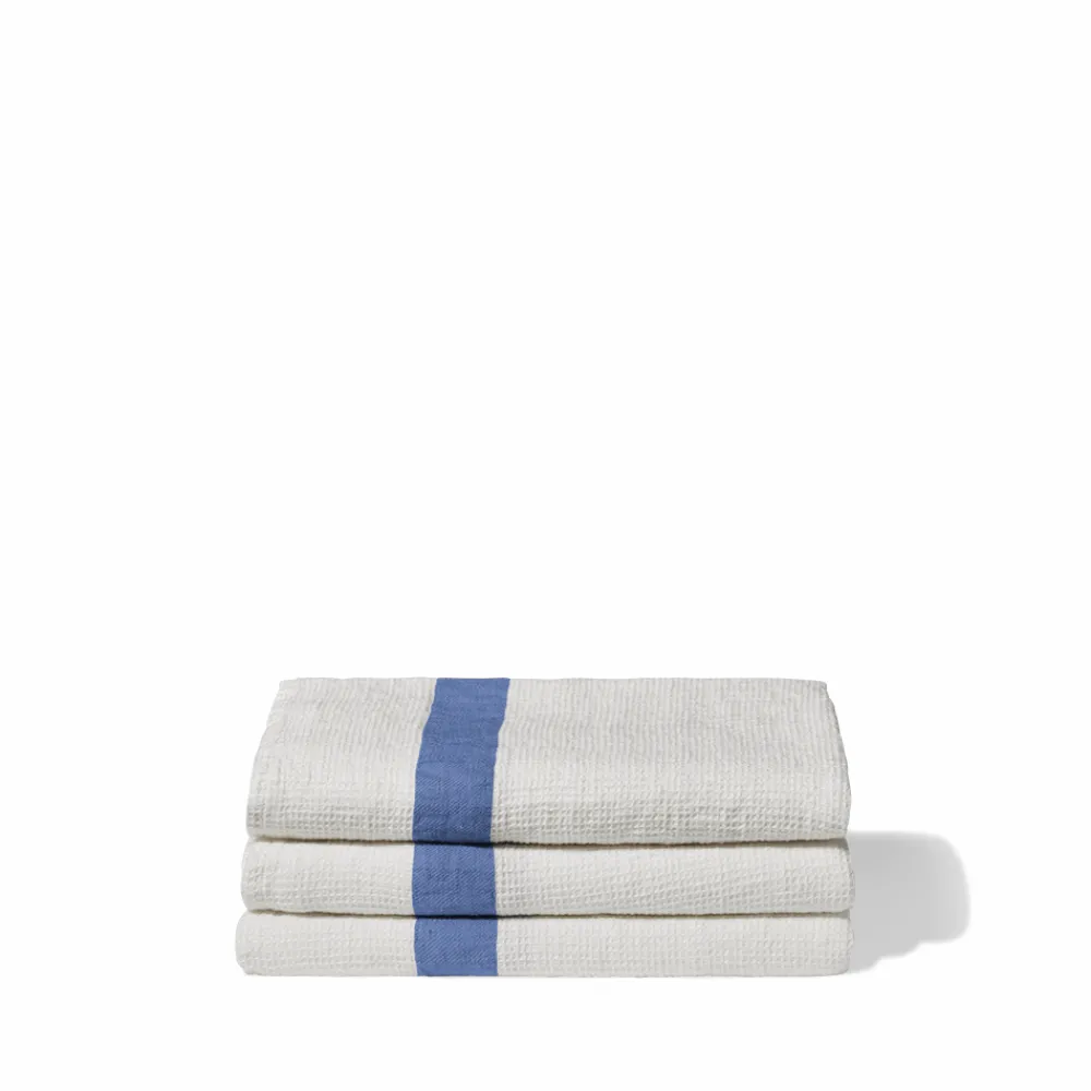 Cheap 200 LINTEX Serviette de bain en lin - Nid d'abeille - Bande Bleu Paros BleuParos