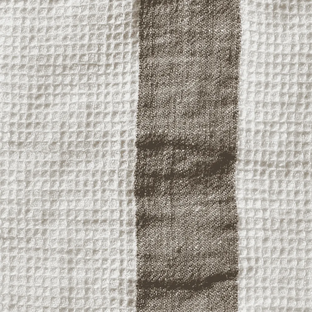 Discount 200 LINTEX Serviette de bain en lin - Nid d'abeille - Bande Brun Cha Iro BrunChaIro