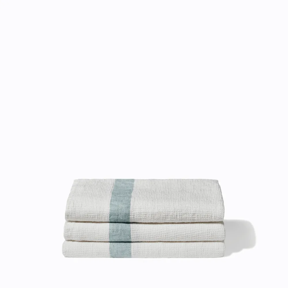 Discount 200 LINTEX Serviette de bain en lin - Nid d'abeille - Bande Gris Vésuve GrisVésuve