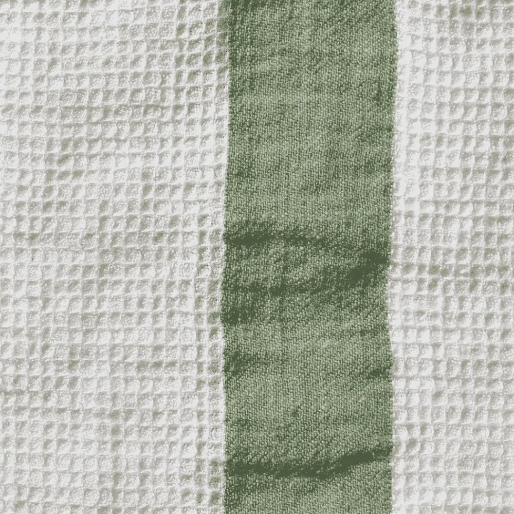 Cheap 200 LINTEX Serviette de bain en lin - Nid d'abeille - Bande Vert d'Anduze Vertd'Anduze