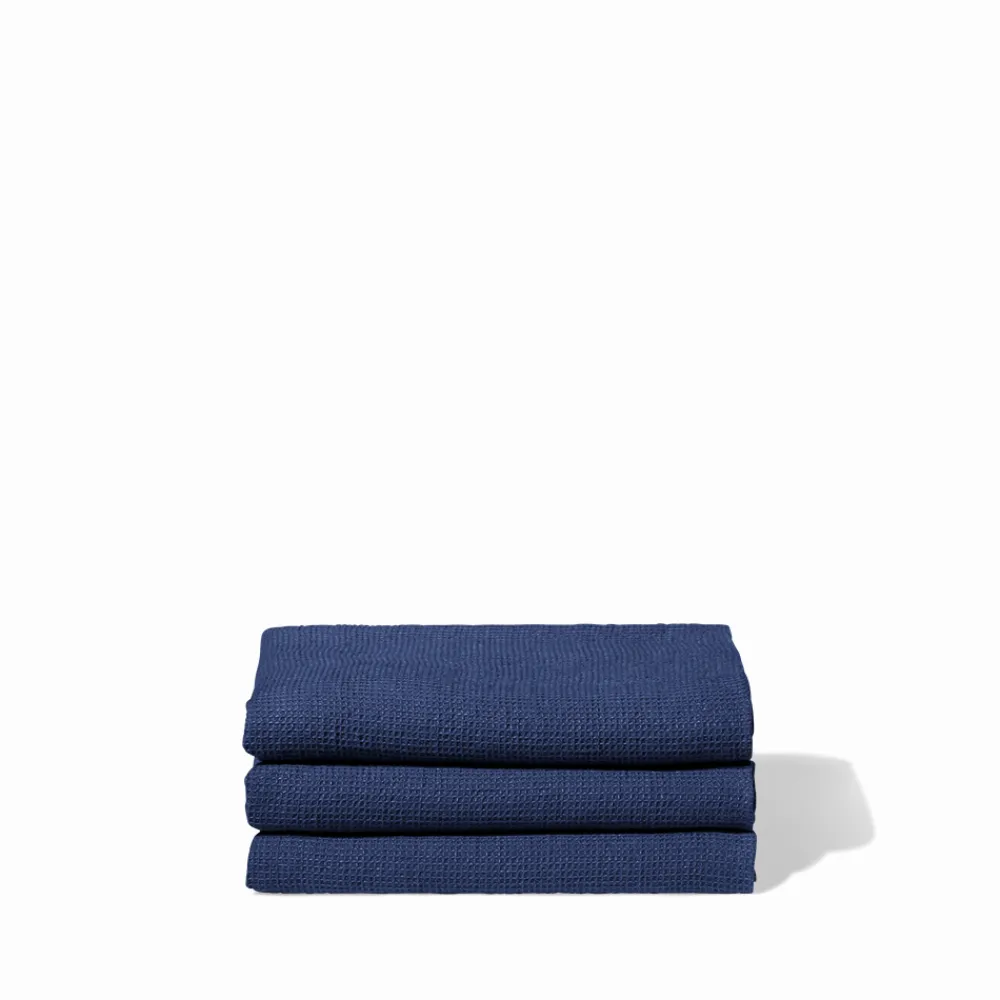 Shop 200 LINTEX Serviette de bain en lin - Nid d'abeille - Bleu Shibori BleuShibori