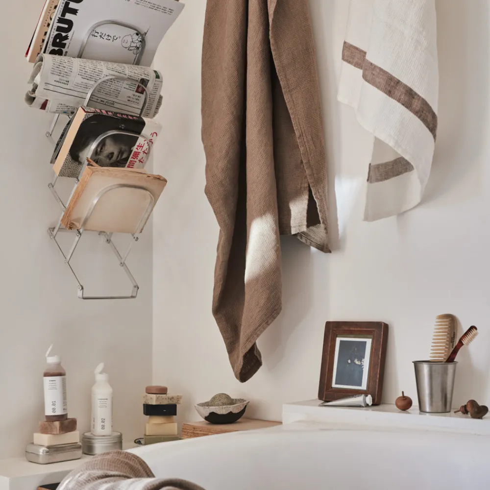 Best 200 LINTEX Serviette de bain en lin - Nid d'abeille - Brun Cha Iro BrunChaIro