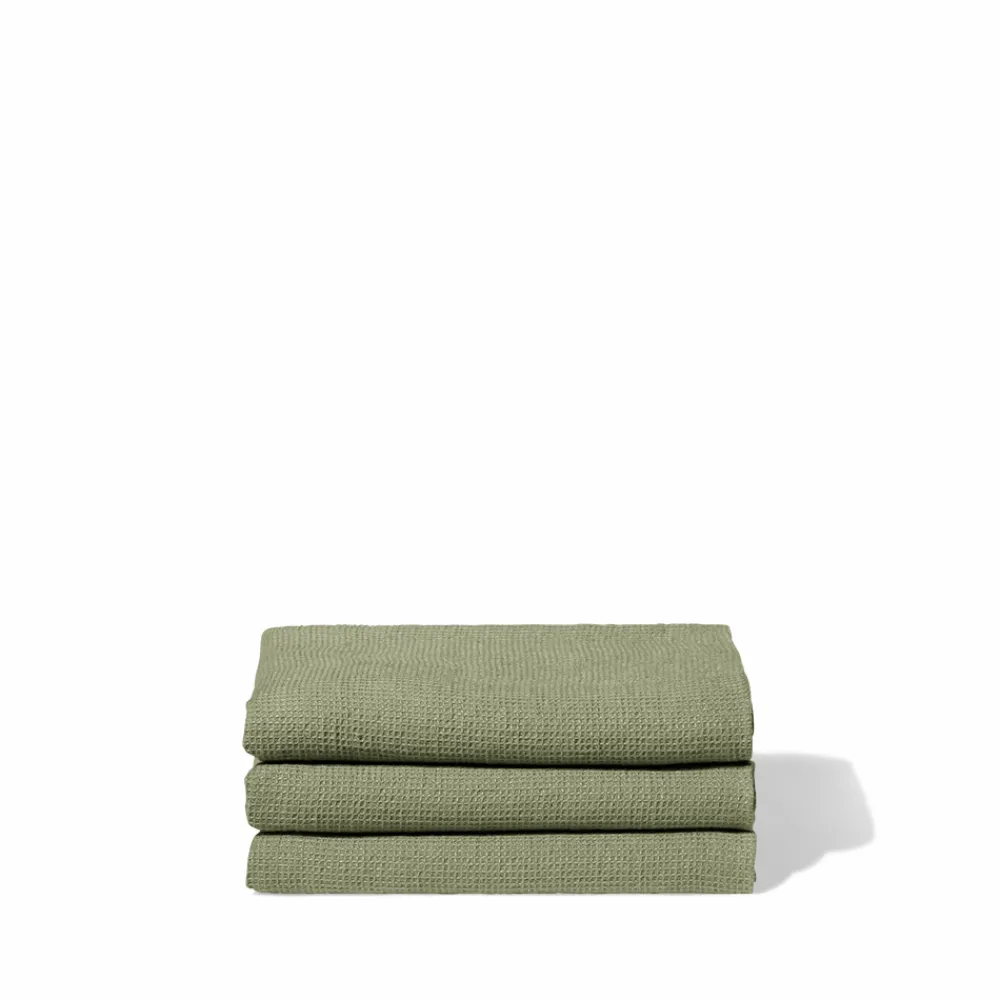 Online 200 LINTEX Serviette de bain en lin - Nid d'abeille - Vert Komorebi VertKomorebi