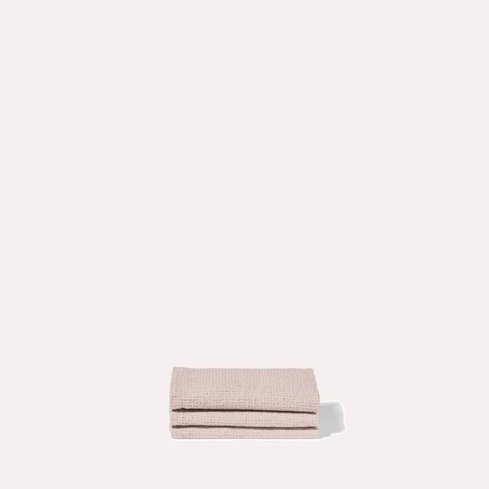 Clearance 200 LINTEX Serviette de bain invité en lin - Nid d'abeille - Beige Rosé BeigeRosé