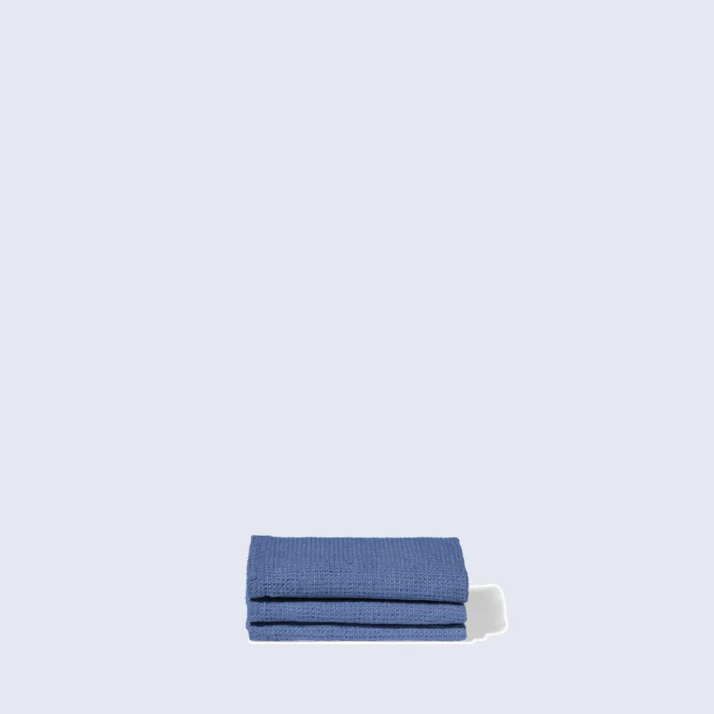 Best 200 LINTEX Serviette de bain invité en lin - Nid d'abeille - Bleu Paros BleuParos