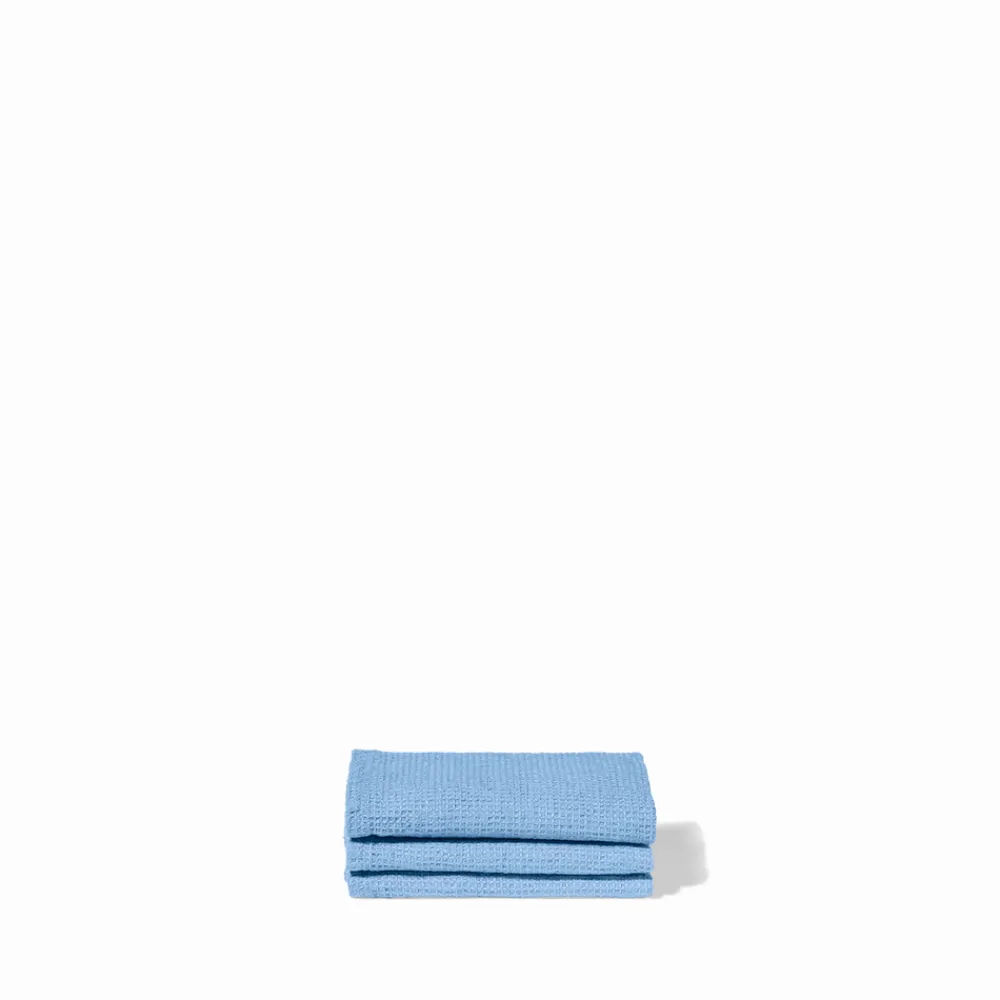 Store 200 LINTEX Serviette de bain invité en lin - Nid d'abeille - Bleu Tyrrhénien BleuThyreneen