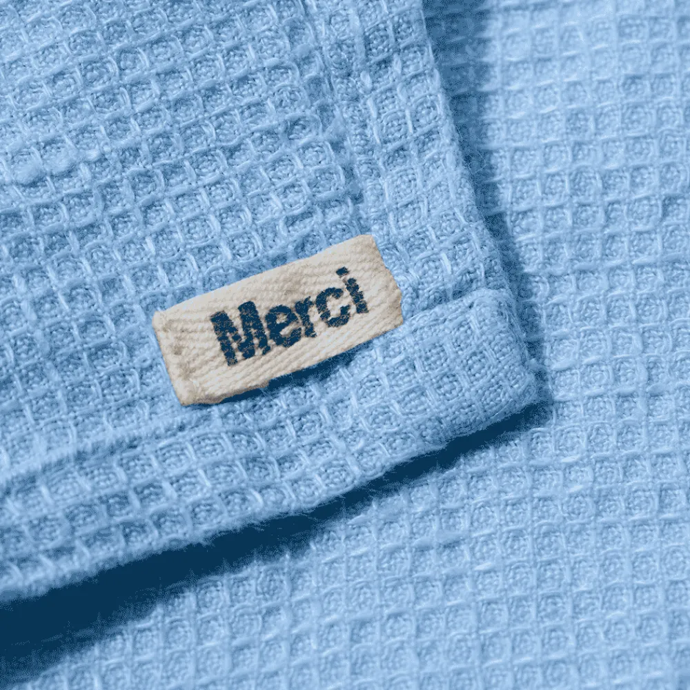 Store 200 LINTEX Serviette de bain invité en lin - Nid d'abeille - Bleu Tyrrhénien BleuThyreneen