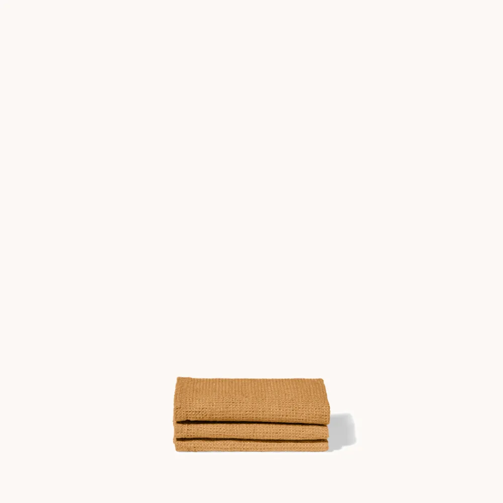 New 200 LINTEX Serviette de bain invité en lin - Nid d'abeille - Jaune Asahi JauneAsahi