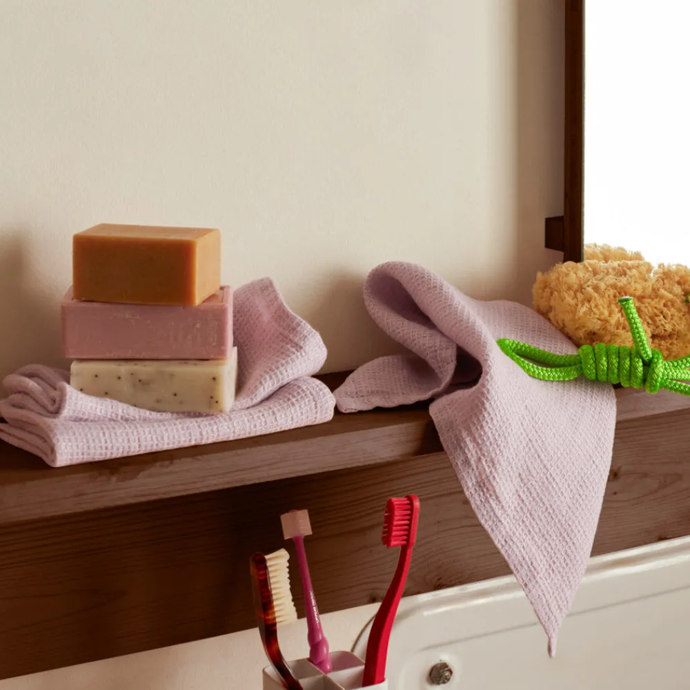 Best 200 LINTEX Serviette de bain invité en lin - Nid d'abeille - Parme Fuji Iro ParmeFujiIro