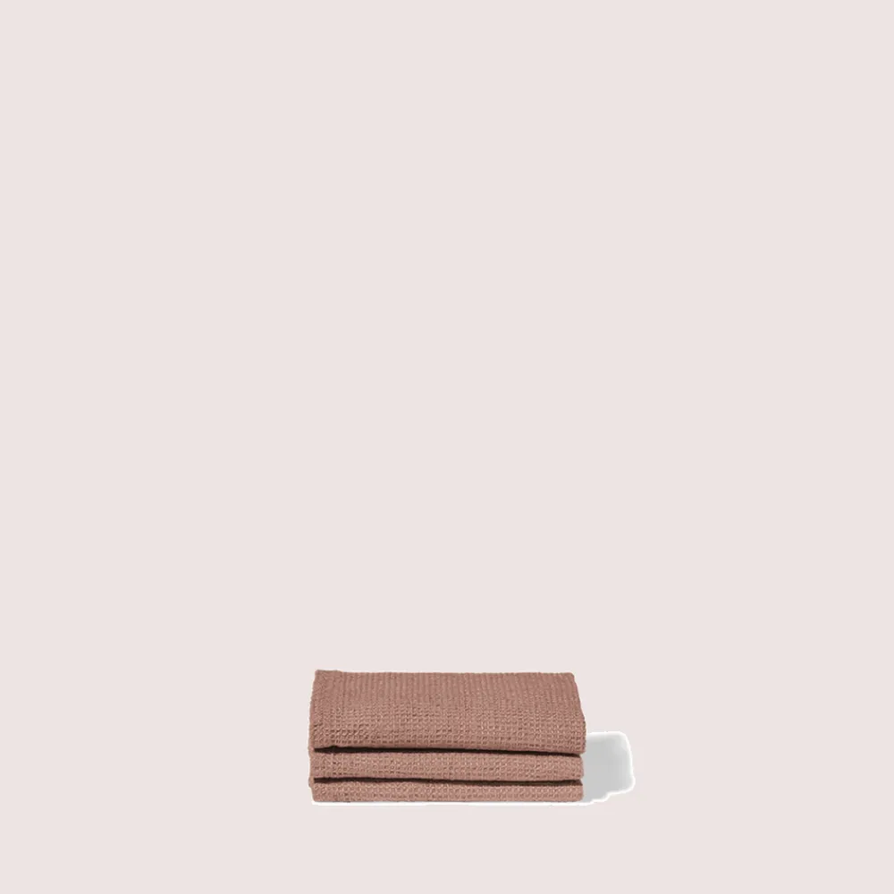 Clearance 200 LINTEX Serviette de bain invité en lin - Nid d'abeille - Rose Argile RoseArgile