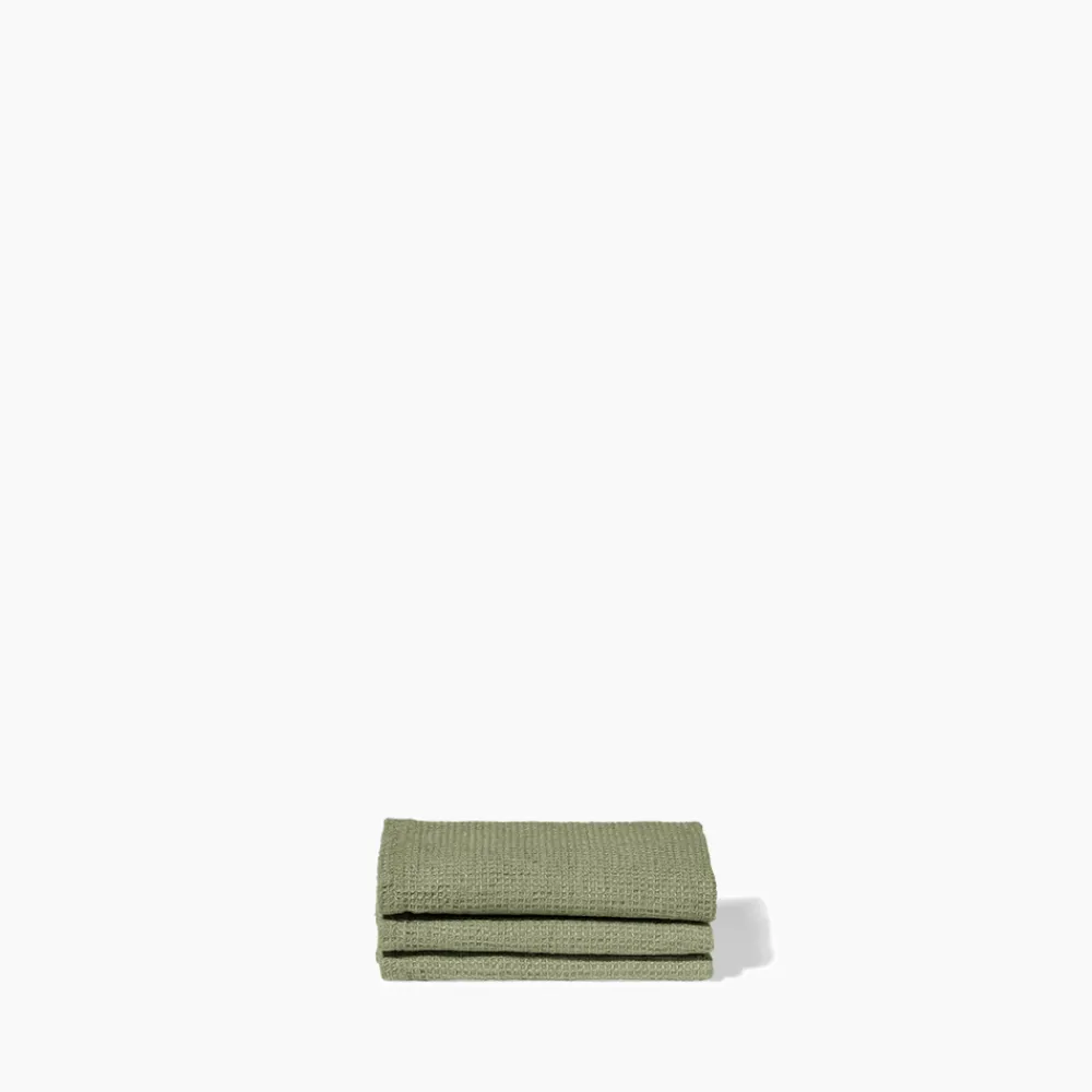 Hot 200 LINTEX Serviette de bain invité en lin - Nid d'abeille - Vert Komorebi VertKomorebi