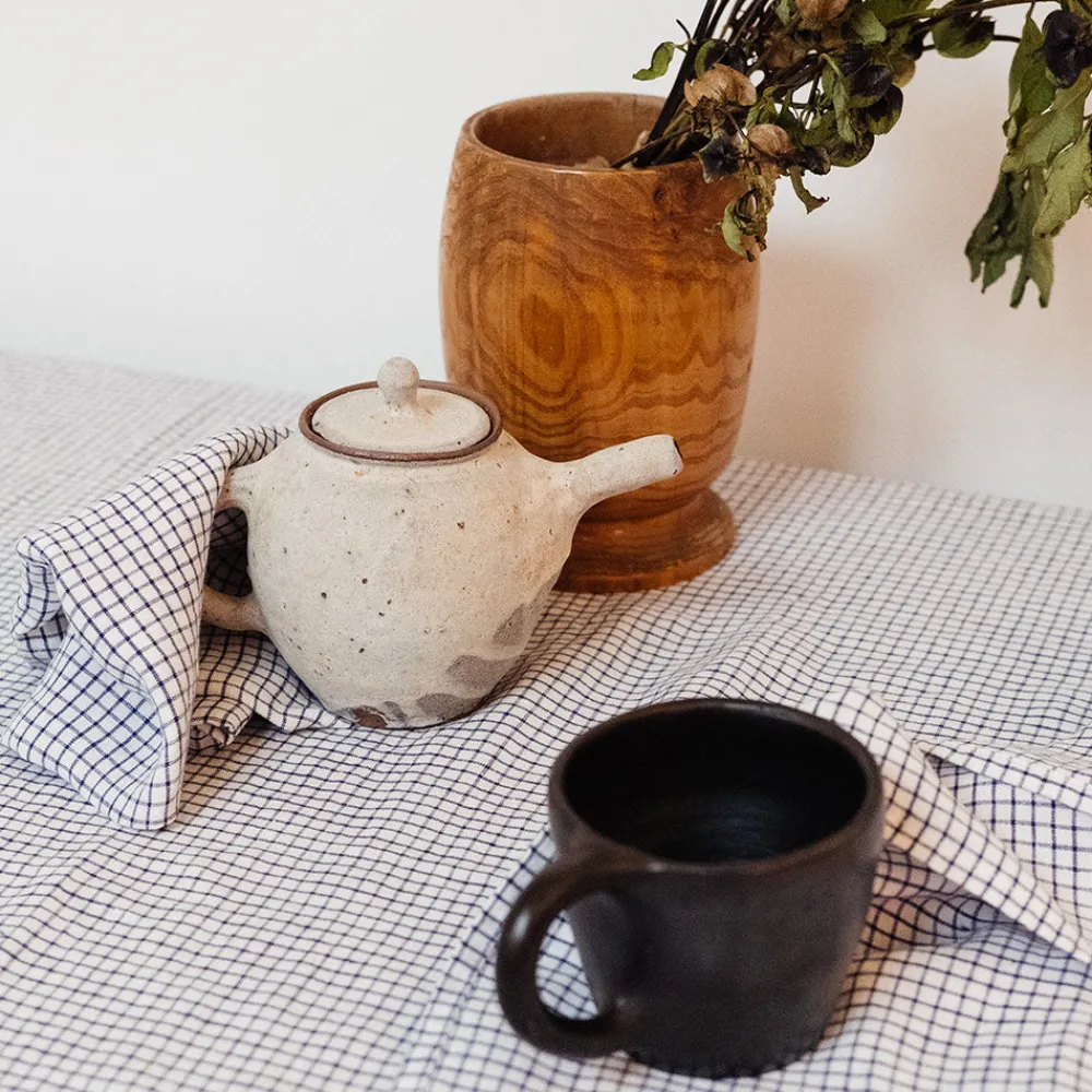 Flash Sale 200 LINTEX Serviette de table en lin lavé - Carreaux Bleu Shibori CarreauxBleuShibori