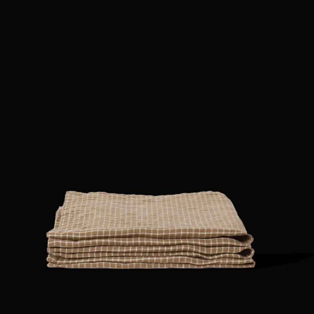 Sale 200 LINTEX Serviette de table en lin lavé - Carreaux Brun Cha Iro CarreauxBrunChaIro
