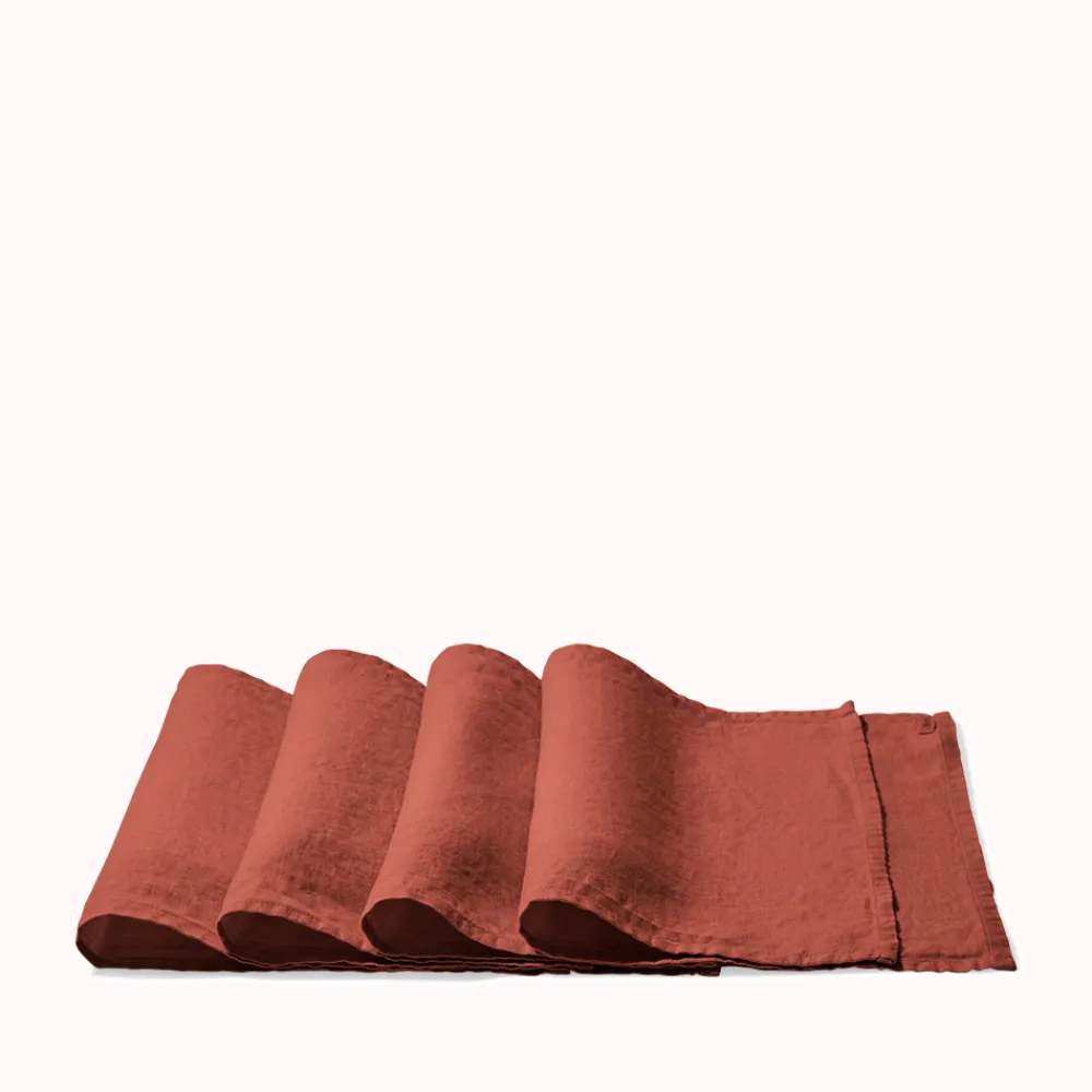 New 200 LINTEX Set de table en lin lavé - Rouge Urushi RougeUrushi