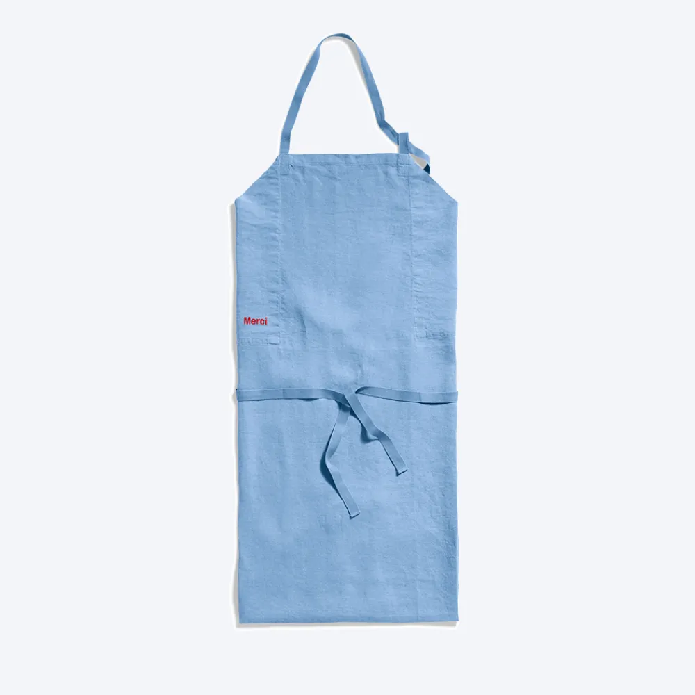 Cheap 200 LINTEX Tablier en lin lavé - Bleu Tyrrhénien BleuThyreneen