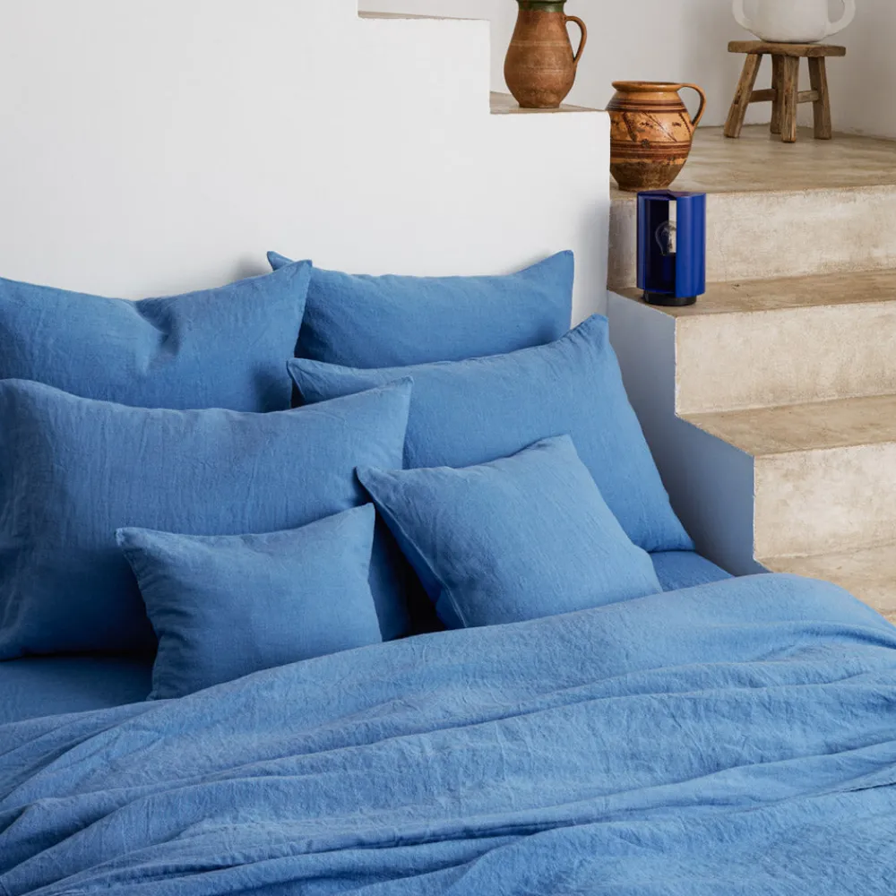 Hot 200 LINTEX Taie d'oreiller en lin lavé - Bleu Paros BleuParos