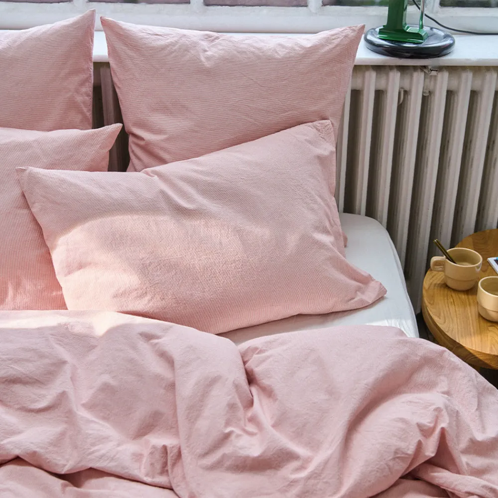 Online 1700 COTEX Taie d'oreiller en percale de coton - Rayures Rouge Ocre RayuresRougeOcre
