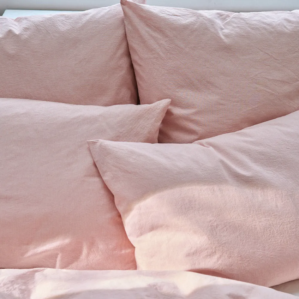 Online 1700 COTEX Taie d'oreiller en percale de coton - Rayures Rouge Ocre RayuresRougeOcre