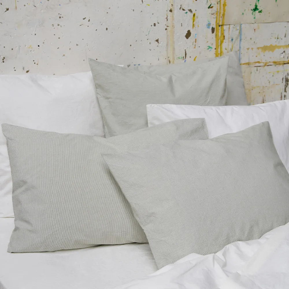 Best Sale 1700 COTEX Taie d'oreiller en percale de coton - Rayures Vert Camouflage RayuresVertCamouflage