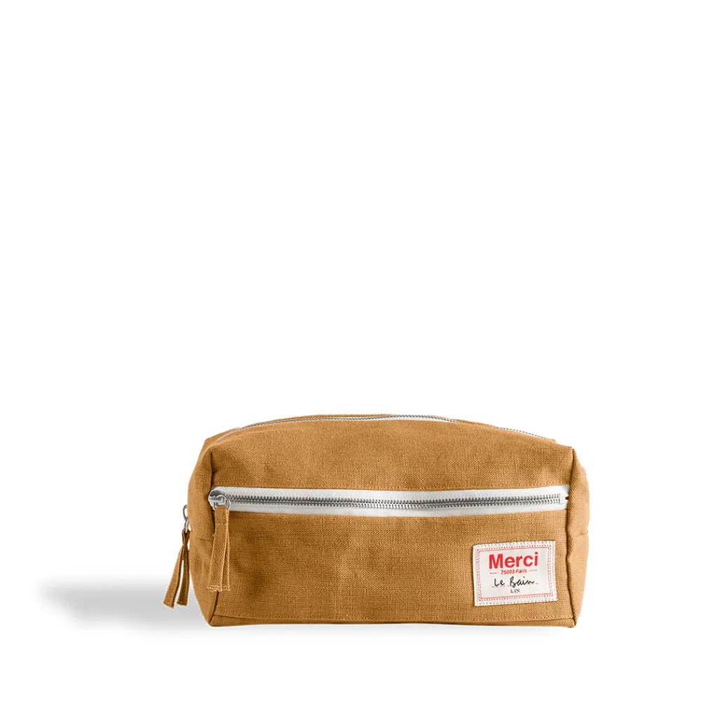 Cheap 200 LINTEX Trousse de toilette en lin lavé - Jaune Asahi JauneAsahi