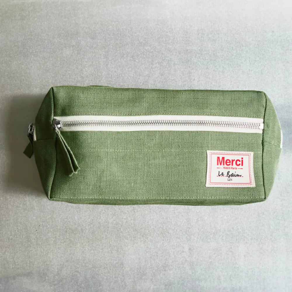 Clearance 200 LINTEX Trousse de toilette en lin lavé - Vert d'Anduze Vertd'Anduze